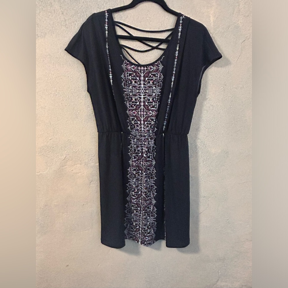 Maurice’s summer dress black with purple/white details size L